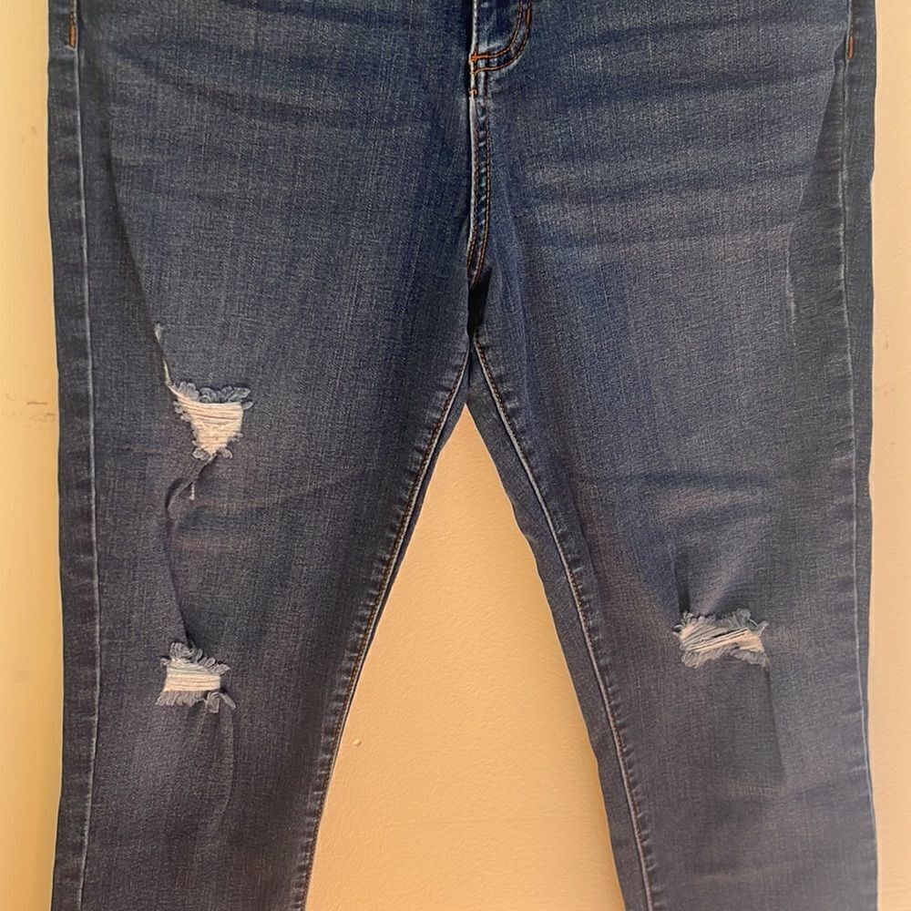 Prosperity Cropped Distressed Blue Jeans - Picture 2 of 7